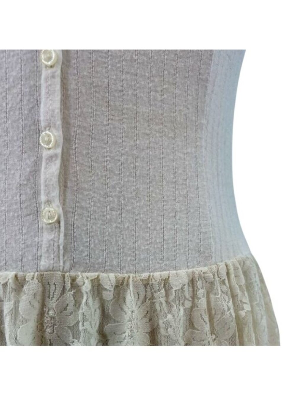 Intimately Free People Ivory Lace Ribbed Midi Dress | 2014 Boho Indie Sleaze | S - Picture 14 of 16